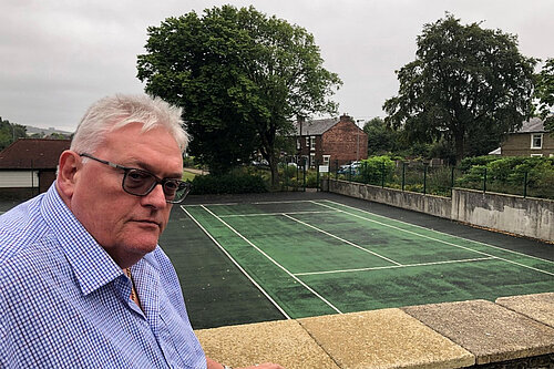 Howard Sykes at Dunwood Park, before the nets had been reinstated