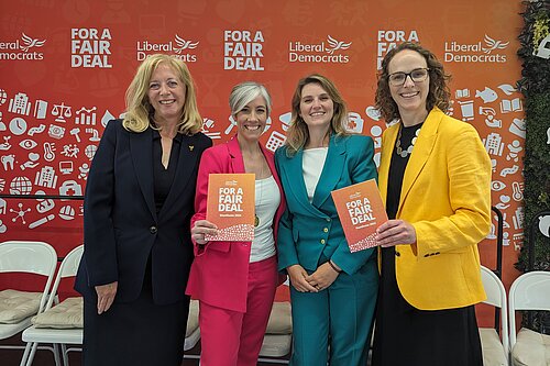 Alison Bennett with Liz Jarvis (Eastleigh), Deputy Leader Daisy Cooper (St. Albans) and Jess Brown Fuller (Chichester)