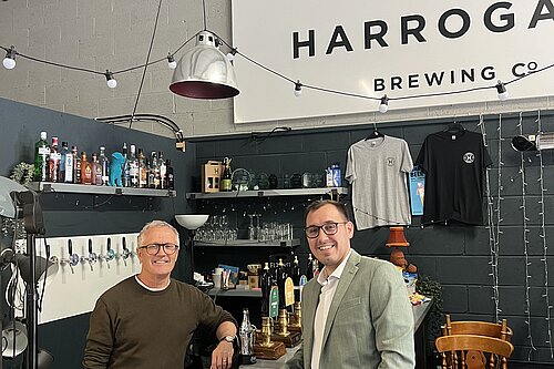 Tom Gordon by the bar at Harrogate Brewing Company 