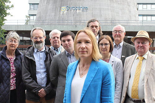 Helen with Lib Dem councillors outside Shirehall