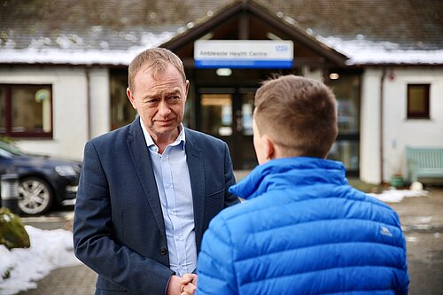 Tim outside a local GP practice