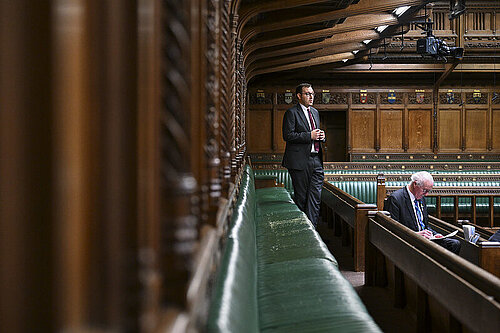 Tom Gordon MP stood speaking in the House of Commons Chamber