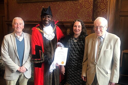Veryan receiving her award Veryan receiving her award from the Civic Mayor of Croydon