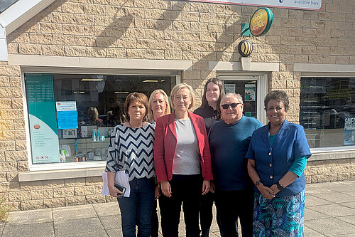 Lisa Smart MP with local councillors Shan Alexander and Colin MacLaren, together with staff from High Lane Post Office