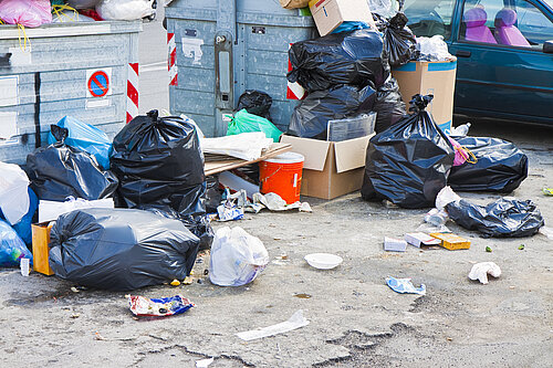 A pile of rubbish bags.