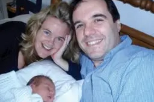 Matthew, his partner Vicky and their baby son Arthur