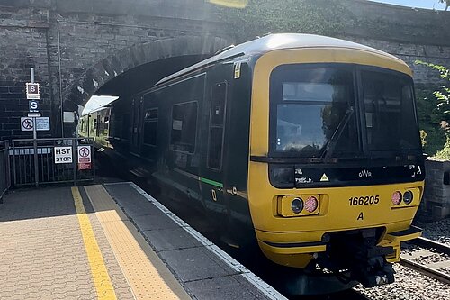 A passenger train at Yate station