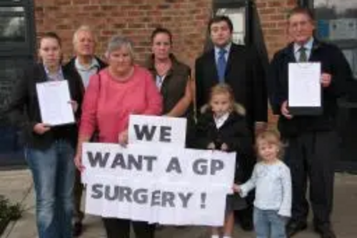 Local Residents and Ron beadle campaigning for a new surgery in Lemington