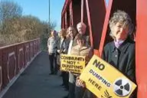 Fiona Hall MEP with councillors and campaigners on the Belasis Bridge