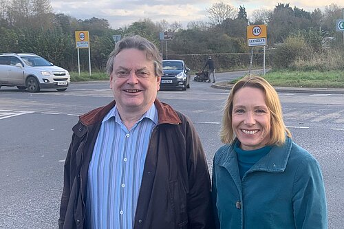 Helen at Llynclys Crossroads with local campaigner