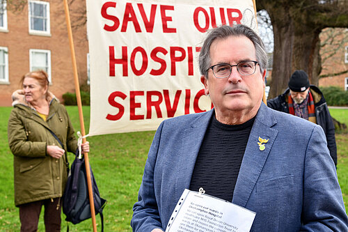 Mark Wooding at hospital lobby