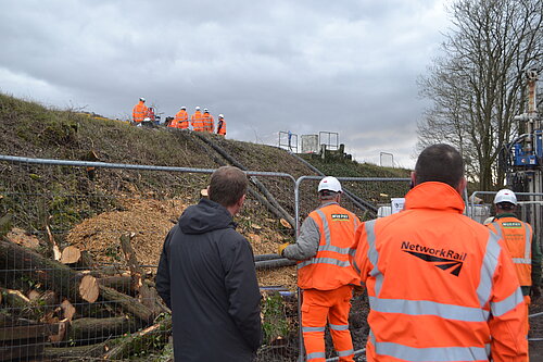 Tim at the site of the derailed train