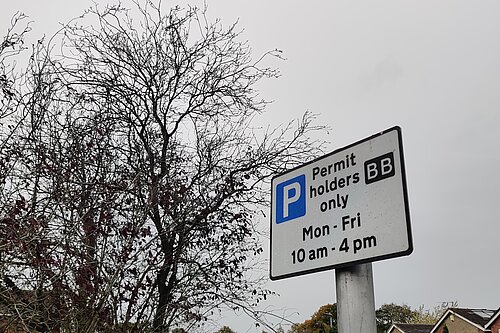 A parking permit requirement sign in University ward.