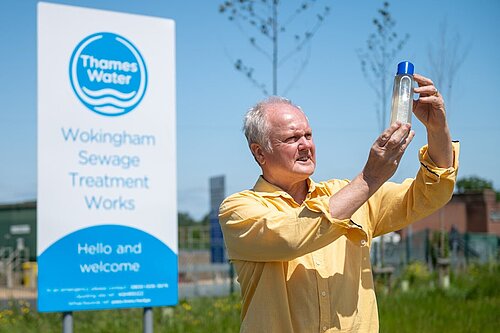 Clive by Thames Water sewage treatment works testing the water