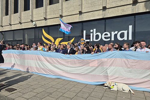 Trans Flag unveiling at Lib Dem Autumn Conference 2024