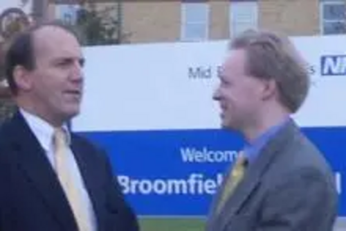 Stephen Robinson and Simon Hughes outside Broomfield hospital