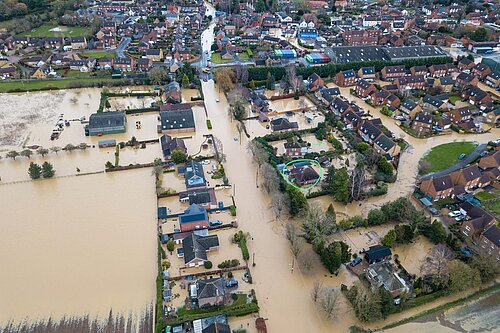 Flooded villages  Billingborough and Horbling