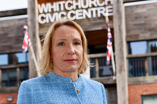 Helen campaigning to save the Whitchurch Civic Centre