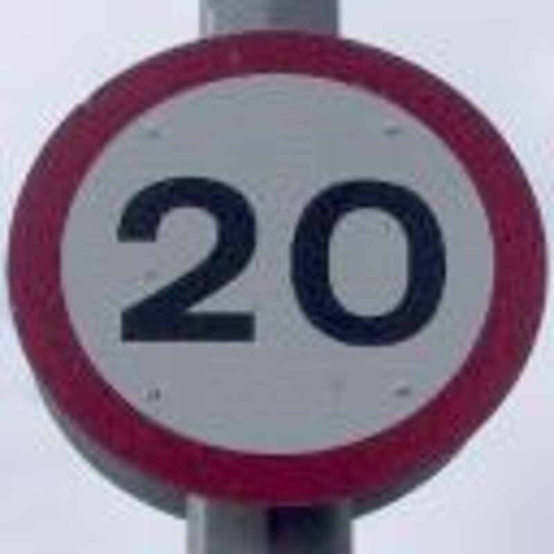 Twenty miles per hour speed sign.