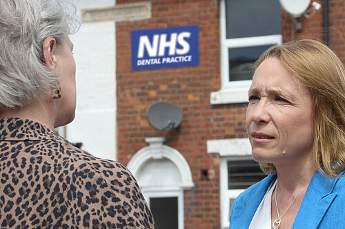 Helen Morgan outside a North Shropshire dentist