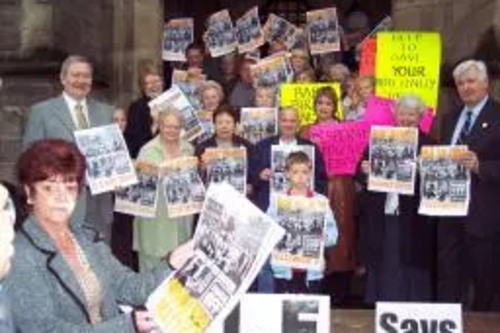 Councillor Jean Ashworth leads the protests against the cuts!