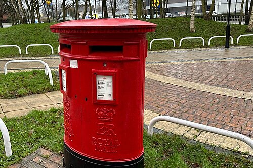 Royal Mail post box outside Yate Post Office